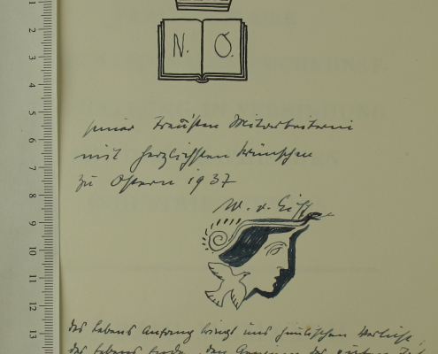 Handzeichnung / Widmung Wilhelm von Eiff